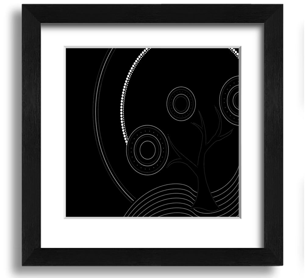 Aboriginal Pattern 13 Square Framed Print showcasing intricate designs in a stylish frame.