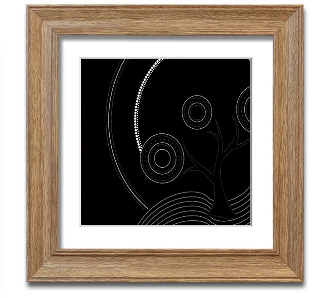 Aboriginal Pattern 13 Square Framed Print showcasing intricate designs in a stylish frame.