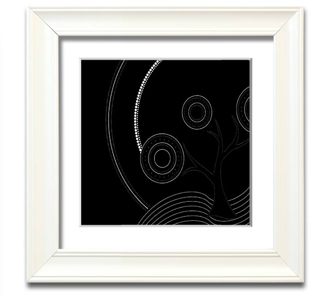 Aboriginal Pattern 13 Square Framed Print showcasing intricate designs in a stylish frame.