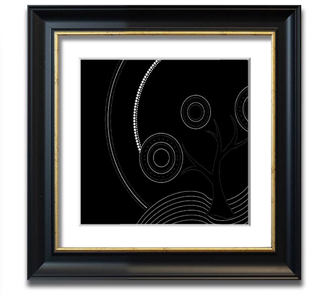 Aboriginal Pattern 13 Square Framed Print showcasing intricate designs in a stylish frame.