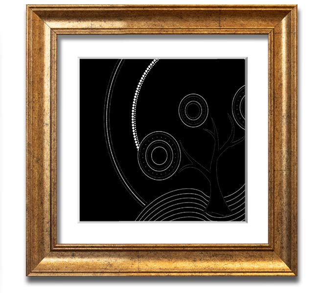 Aboriginal Pattern 13 Square Framed Print showcasing intricate designs in a stylish frame.