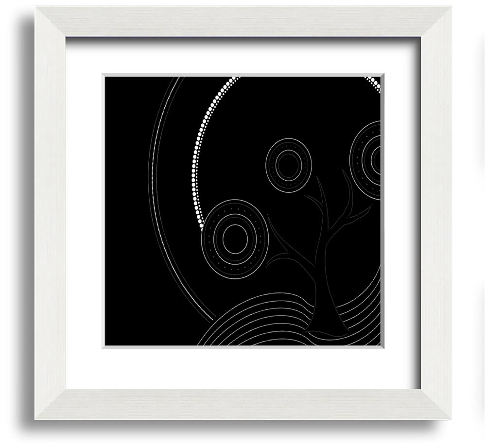 Aboriginal Pattern 13 Square Framed Print showcasing intricate designs in a stylish frame.