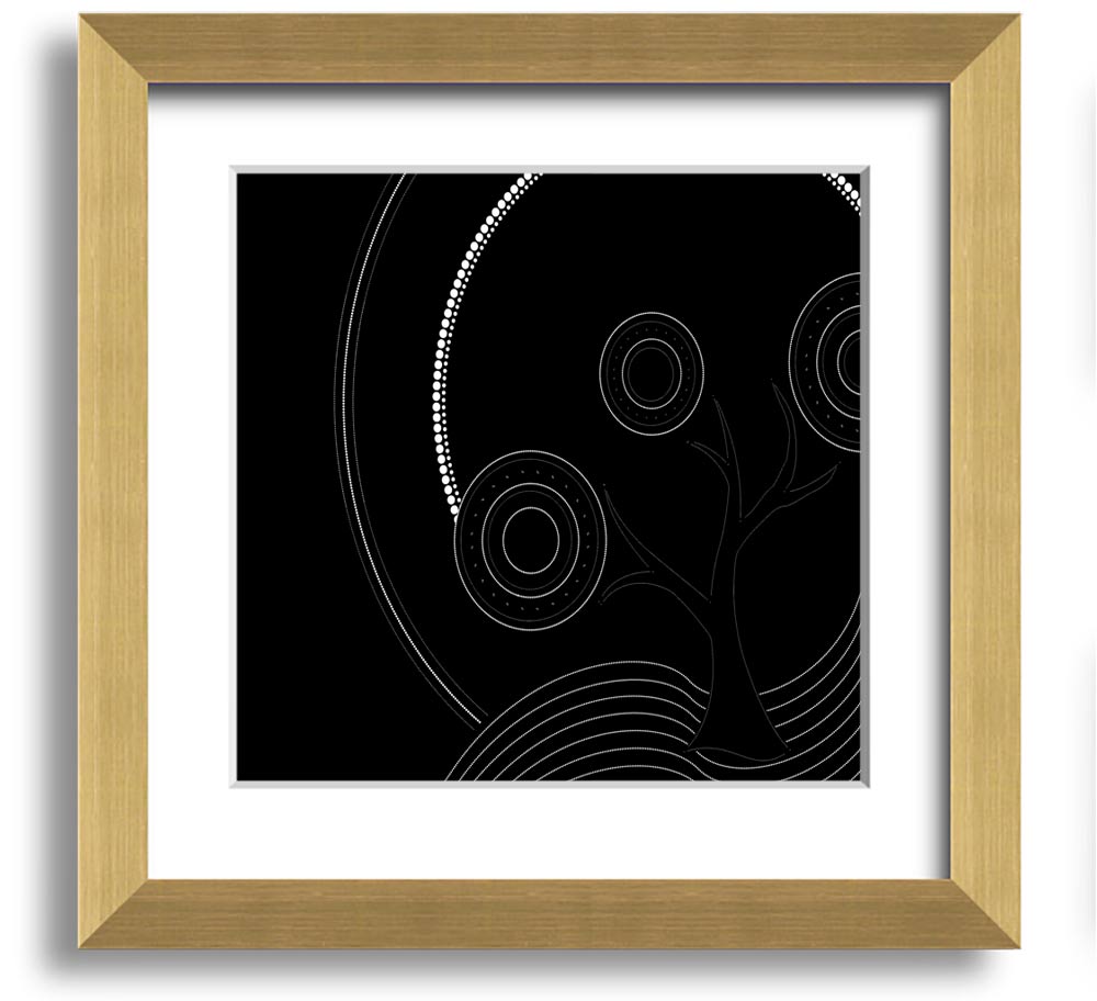 Aboriginal Pattern 13 Square Framed Print showcasing intricate designs in a stylish frame.