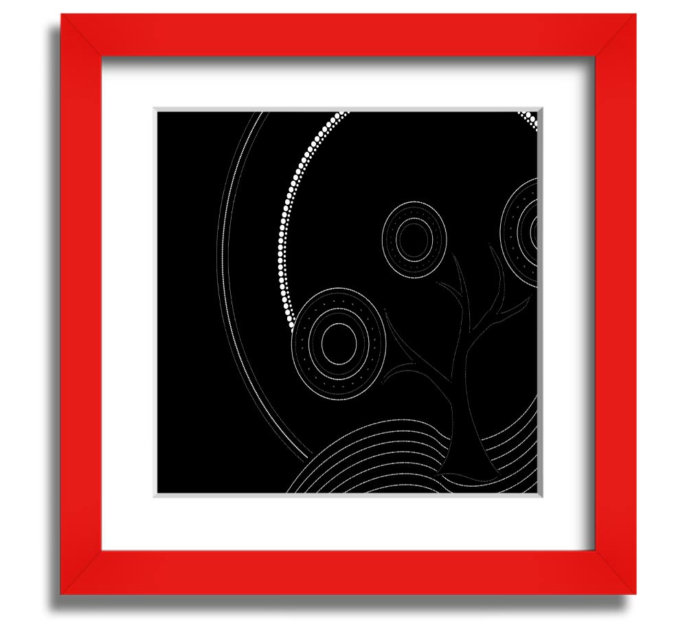 Aboriginal Pattern 13 Square Framed Print showcasing intricate designs in a stylish frame.