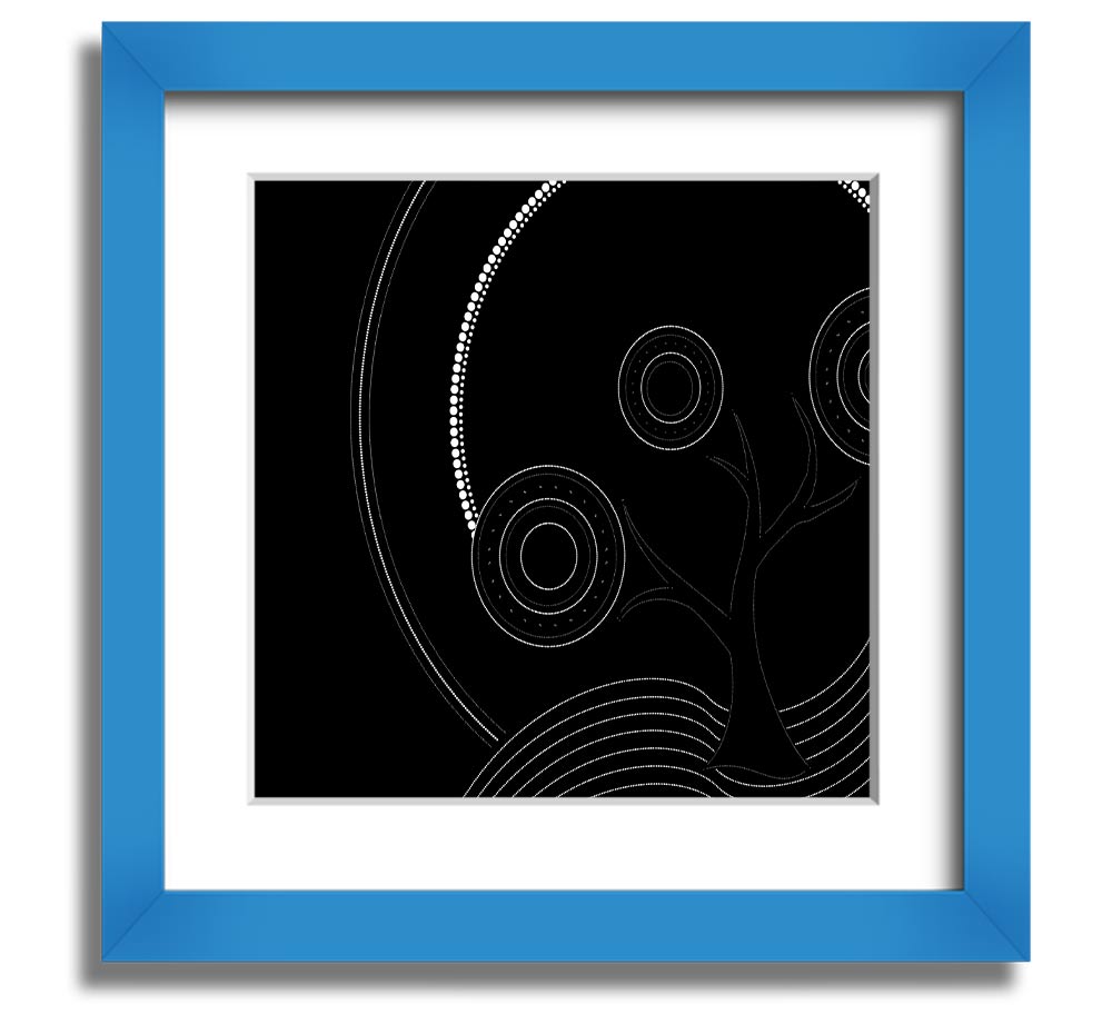 Aboriginal Pattern 13 Square Framed Print showcasing intricate designs in a stylish frame.