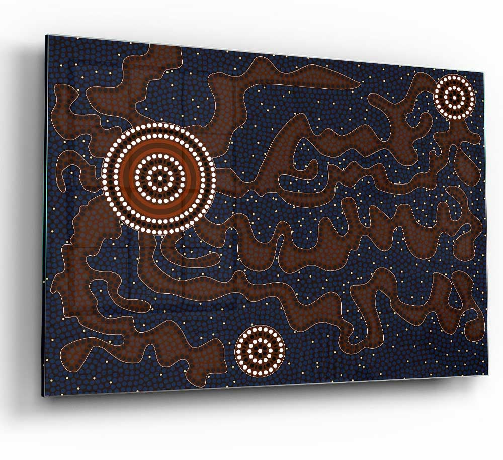 Aboriginal Pattern 3 glass print featuring vibrant colors and intricate designs, perfect for modern home decor.