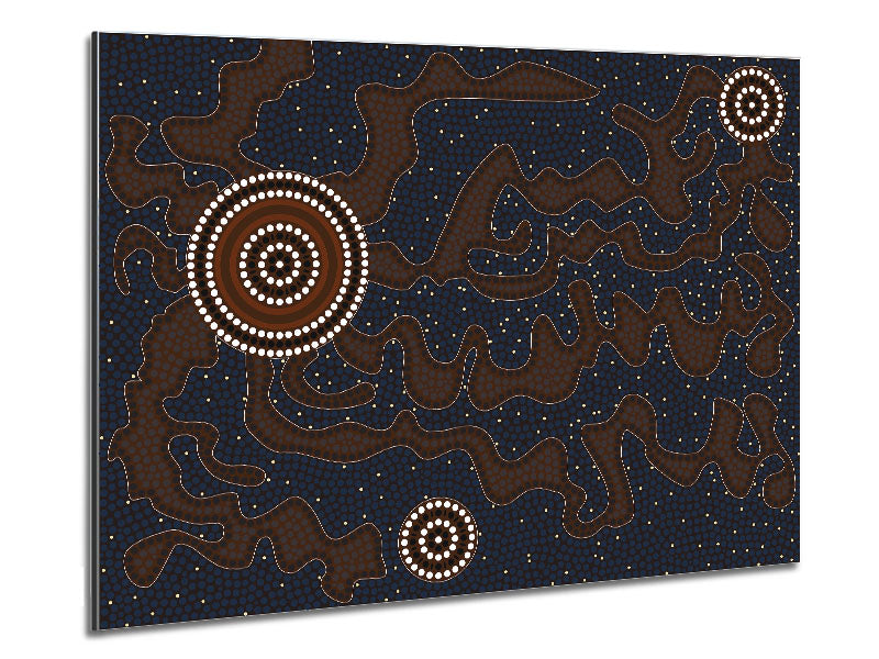 Aboriginal Pattern 3 artwork printed on brushed aluminium dibond, showcasing vibrant colors and intricate designs.