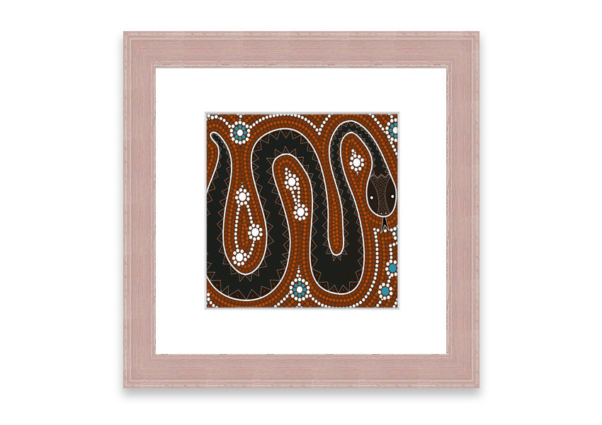 Framed Aboriginal Pattern 6 print showcasing intricate designs, available in various frame colors.