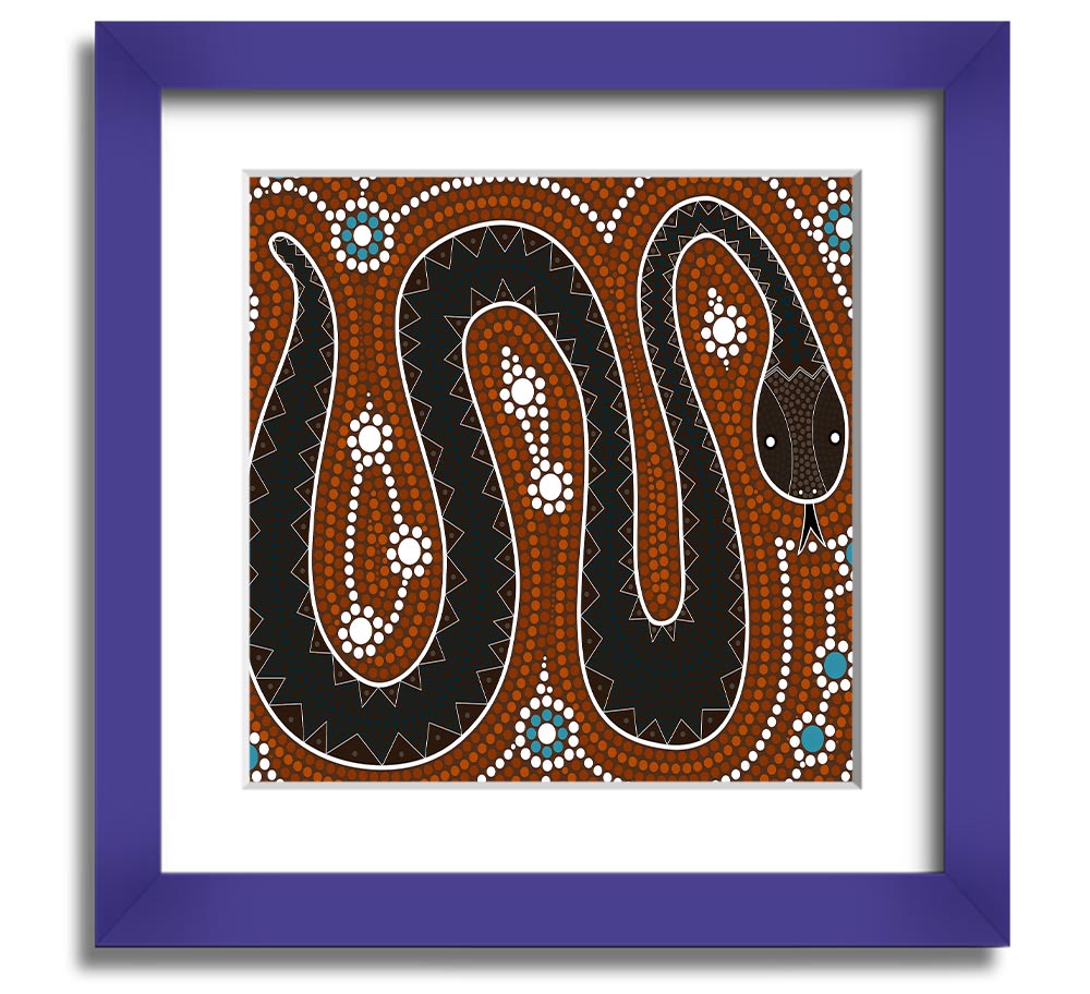 Aboriginal Pattern 6 Square Framed Print showcasing intricate designs in vibrant colors, framed in a stylish border.