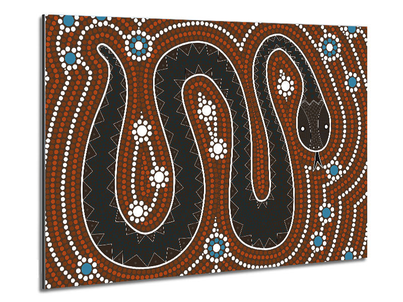 Aboriginal Pattern 6 artwork printed on brushed aluminium dibond, showcasing vibrant colors and intricate designs.