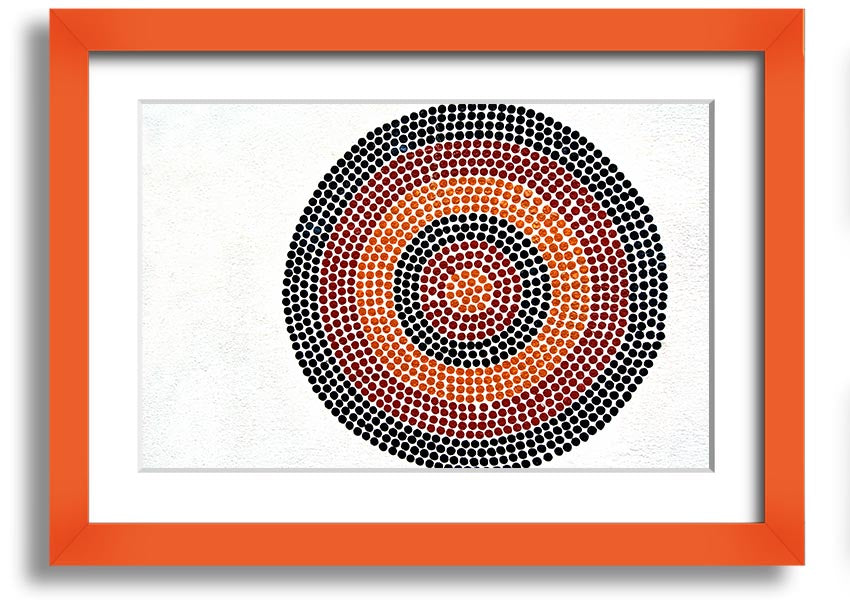 Framed Aboriginal Pattern 7 print showcasing vibrant colors and unique design, ready to hang.