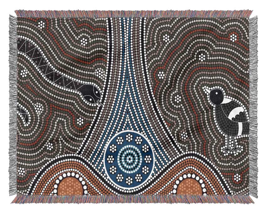 Aboriginal Pattern 8 throw blanket made from 100% cotton, featuring a unique design and luxurious thermal weave.