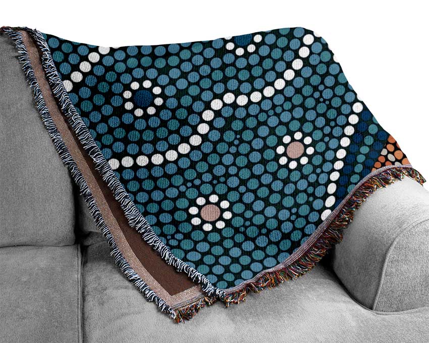 Aboriginal Pattern 9 throw blanket made from 100% cotton, featuring intricate designs and a luxurious finish, perfect for home decor.