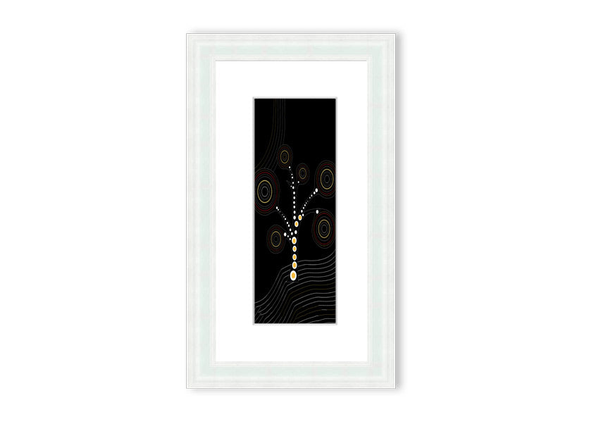 Framed Aboriginal Tree 2 print showcasing vibrant colors and intricate details, ready to hang.