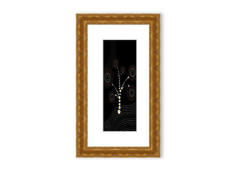 Framed Aboriginal Tree 2 print showcasing vibrant colors and intricate details, ready to hang.