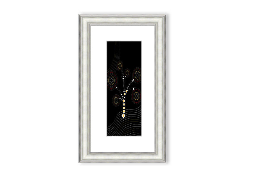 Framed Aboriginal Tree 2 print showcasing vibrant colors and intricate details, ready to hang.