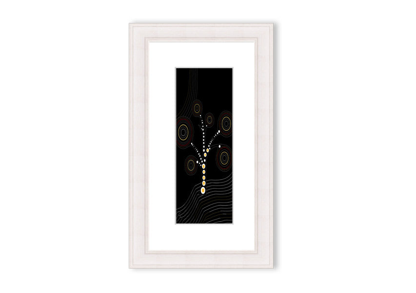 Framed Aboriginal Tree 2 print showcasing vibrant colors and intricate details, ready to hang.