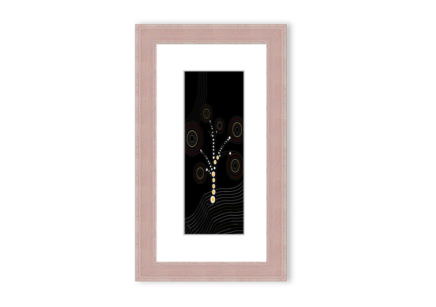 Framed Aboriginal Tree 2 print showcasing vibrant colors and intricate details, ready to hang.