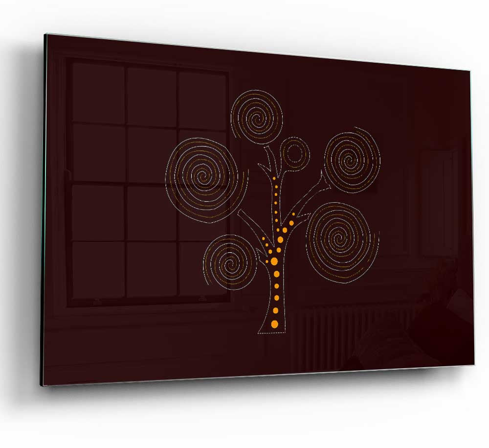 Aboriginal Tree 3 glass print featuring vibrant colors and intricate designs inspired by Aboriginal culture.