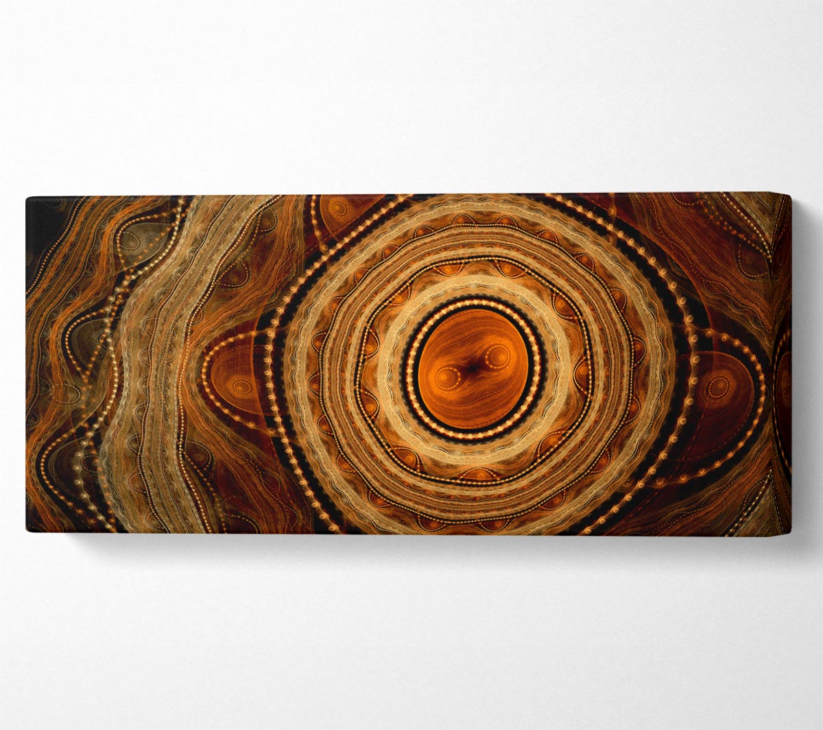 Aboriginal Tribal Power canvas art mounted on a 44mm box frame, showcasing vibrant tribal designs.