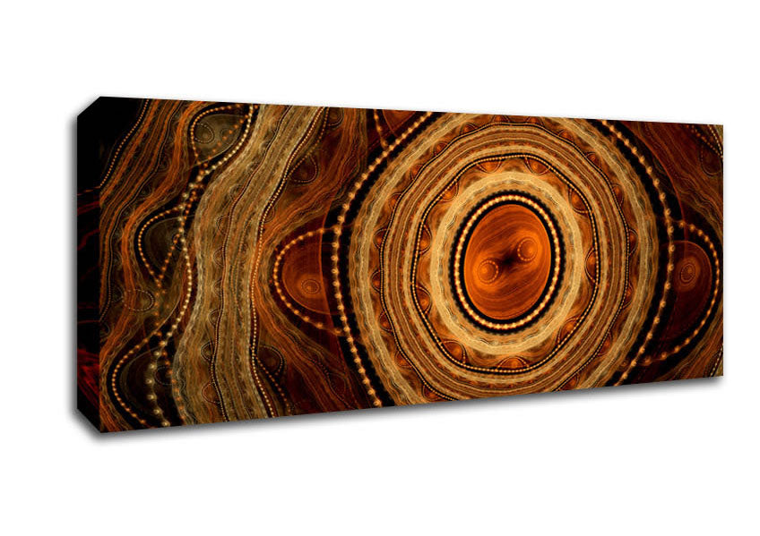 Aboriginal Tribal Power canvas art mounted on a 44mm box frame, showcasing vibrant tribal designs.