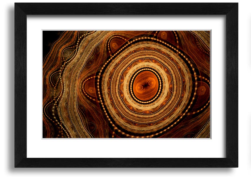 Framed Aboriginal Tribal Power print showcasing intricate patterns and vibrant colors, ready to hang.