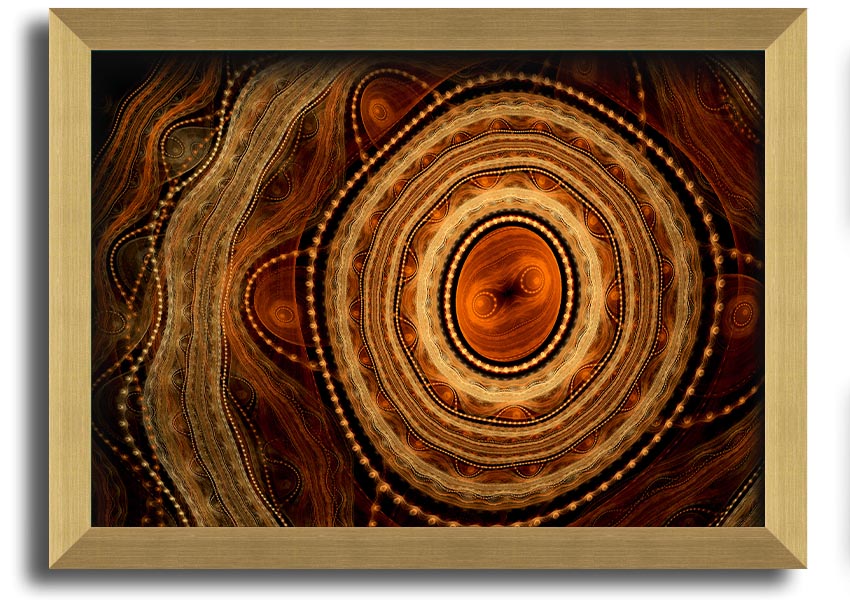 Framed Aboriginal Tribal Power print showcasing intricate patterns and vibrant colors, ready to hang.