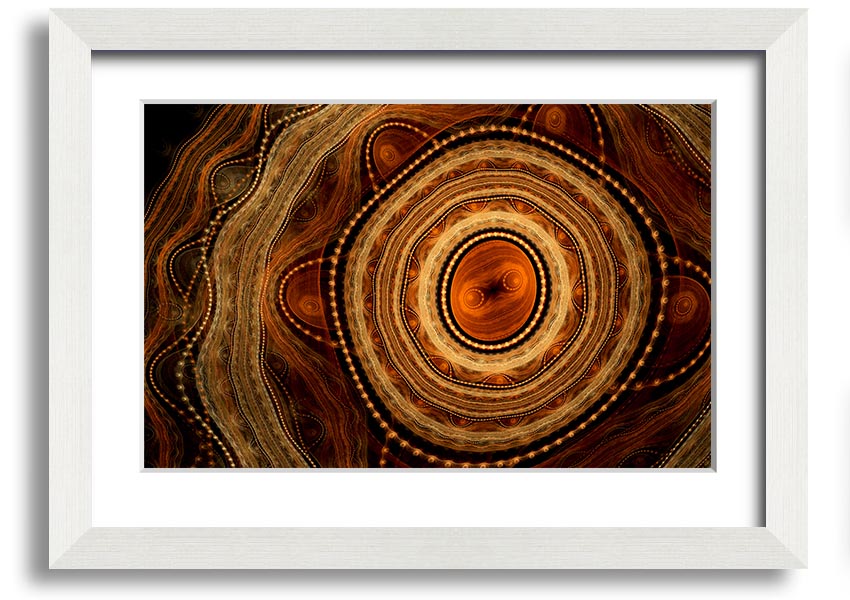 Framed Aboriginal Tribal Power print showcasing intricate patterns and vibrant colors, ready to hang.