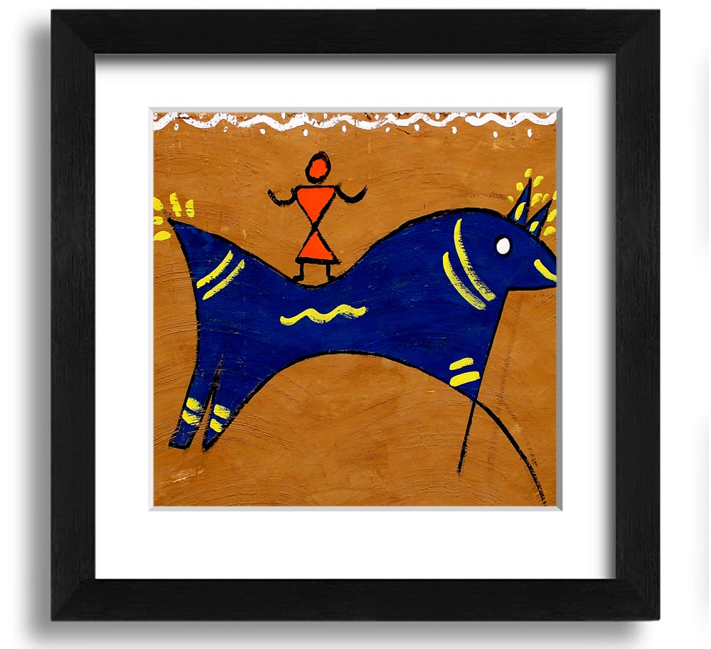 Square framed print featuring an Aboriginal animal symbolizing peace, available in various frame colors.