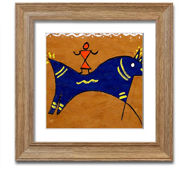 Square framed print featuring an Aboriginal animal symbolizing peace, available in various frame colors.