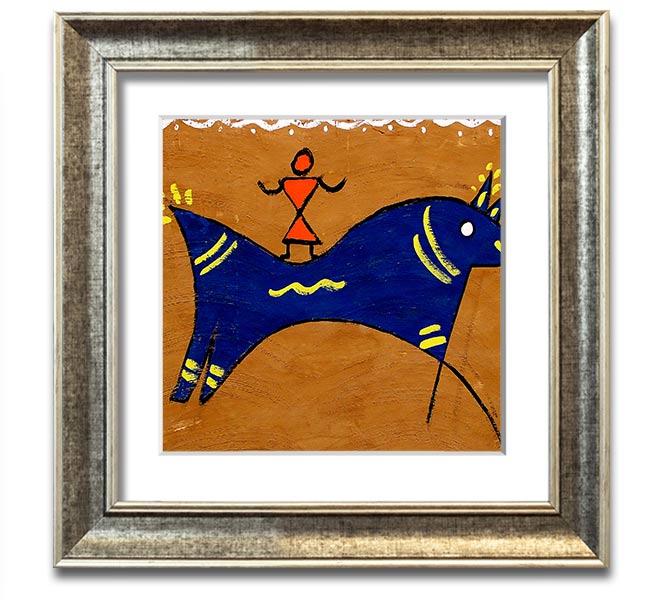 Square framed print featuring an Aboriginal animal symbolizing peace, available in various frame colors.