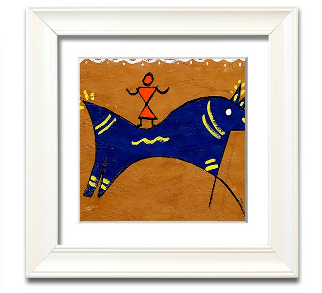 Square framed print featuring an Aboriginal animal symbolizing peace, available in various frame colors.