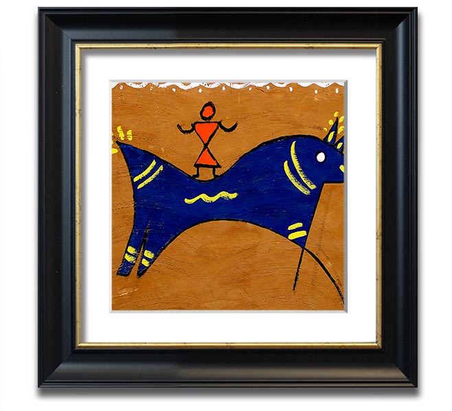 Square framed print featuring an Aboriginal animal symbolizing peace, available in various frame colors.