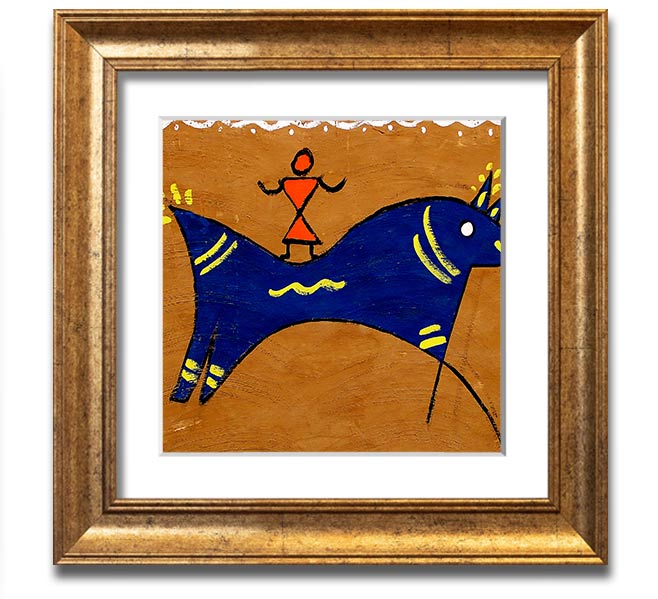 Square framed print featuring an Aboriginal animal symbolizing peace, available in various frame colors.