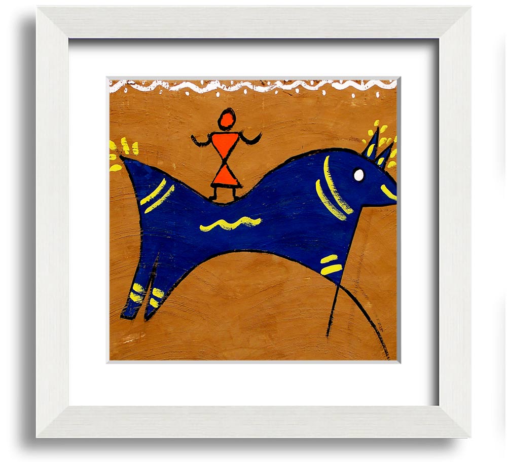 Square framed print featuring an Aboriginal animal symbolizing peace, available in various frame colors.