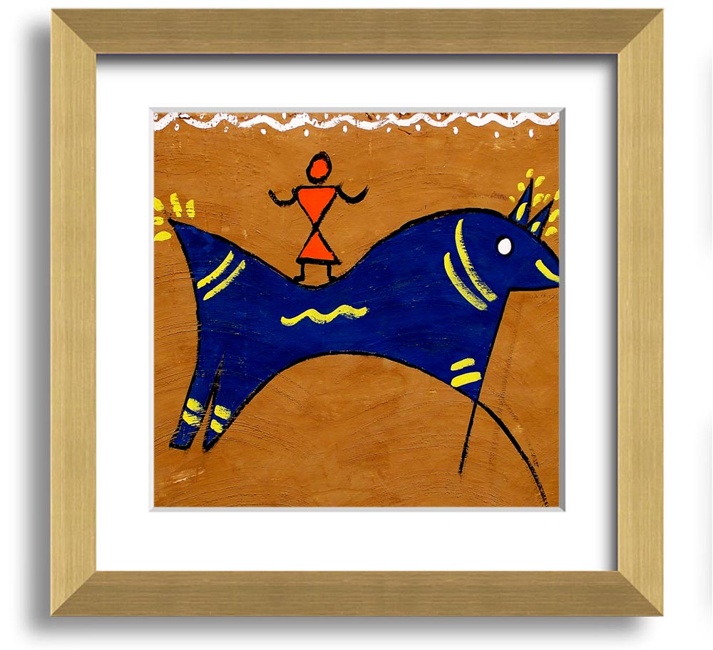 Square framed print featuring an Aboriginal animal symbolizing peace, available in various frame colors.