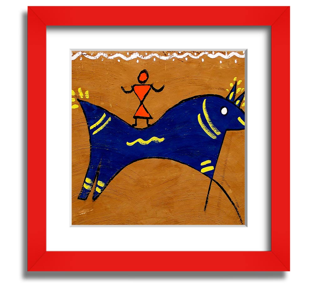 Square framed print featuring an Aboriginal animal symbolizing peace, available in various frame colors.