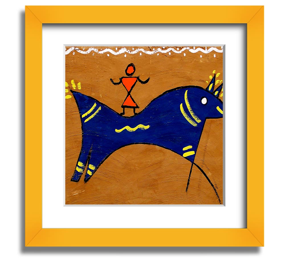 Square framed print featuring an Aboriginal animal symbolizing peace, available in various frame colors.