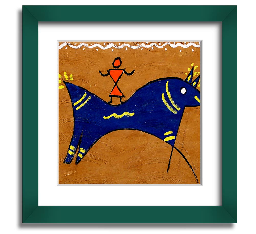 Square framed print featuring an Aboriginal animal symbolizing peace, available in various frame colors.