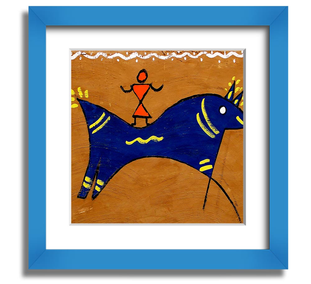 Square framed print featuring an Aboriginal animal symbolizing peace, available in various frame colors.