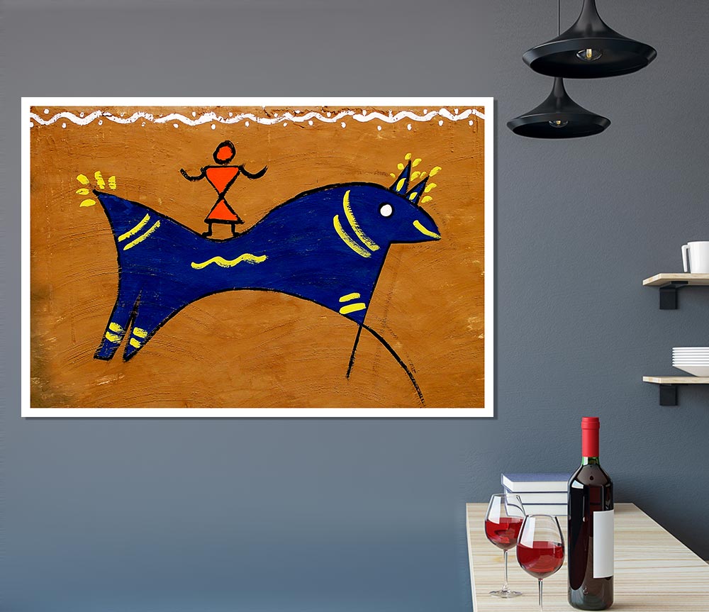 Aborigional Animal Of Peace poster on high-quality canvas, showcasing vibrant colors and intricate designs.