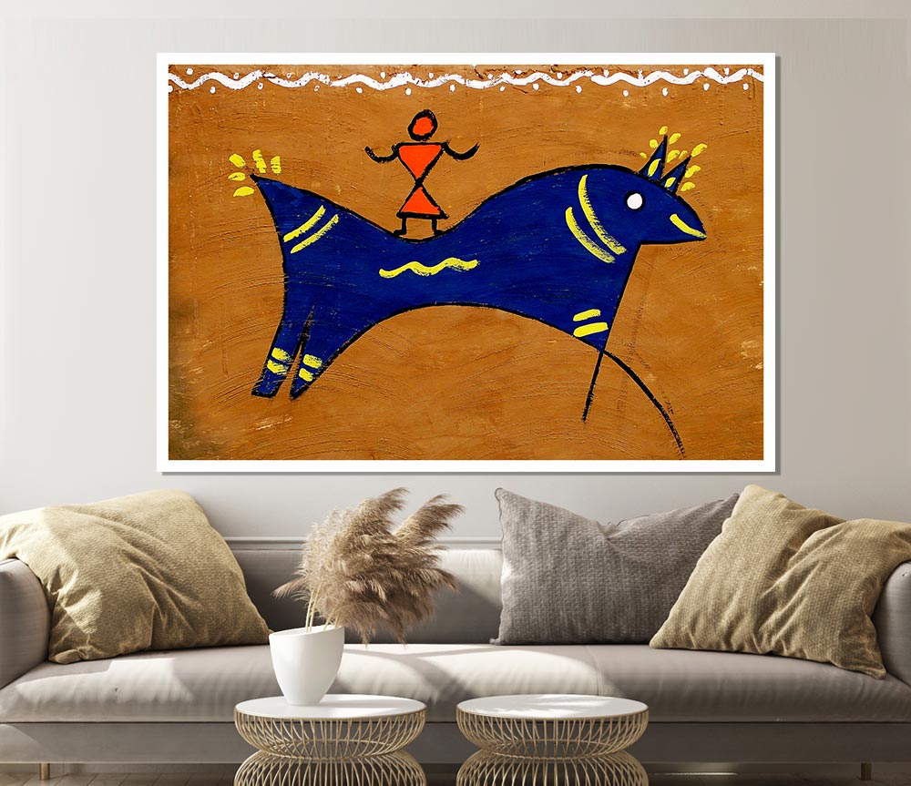 Aborigional Animal Of Peace poster on high-quality canvas, showcasing vibrant colors and intricate designs.