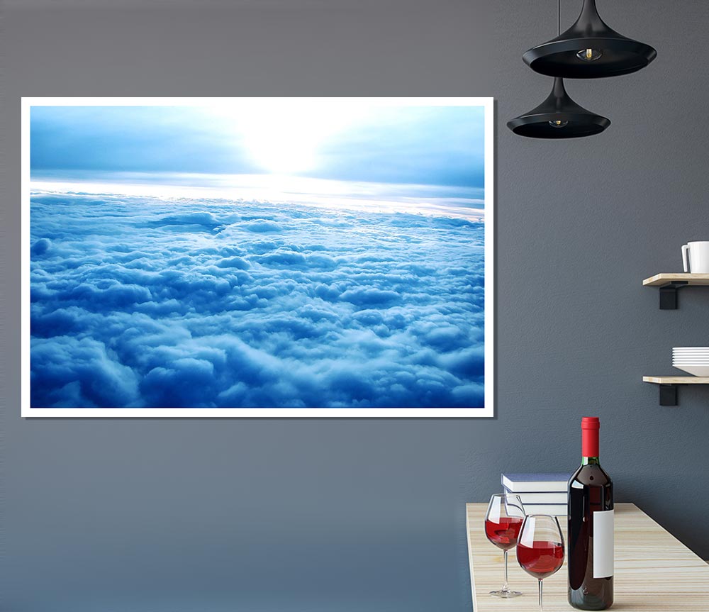 Above The Clouds canvas poster featuring serene cloud imagery, perfect for home decor.