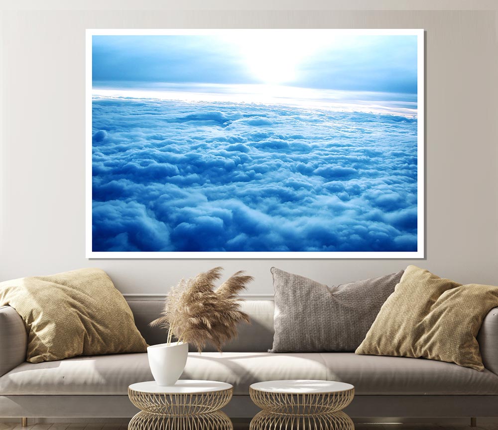 Above The Clouds canvas poster featuring serene cloud imagery, perfect for home decor.