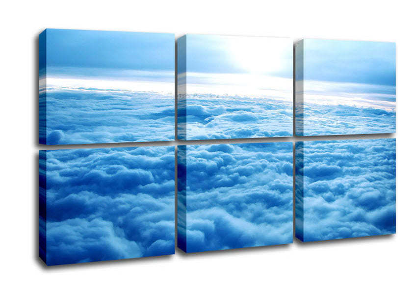 Above The Clouds canvas art mounted on a 44mm box frame, showcasing vibrant colors and serene imagery.