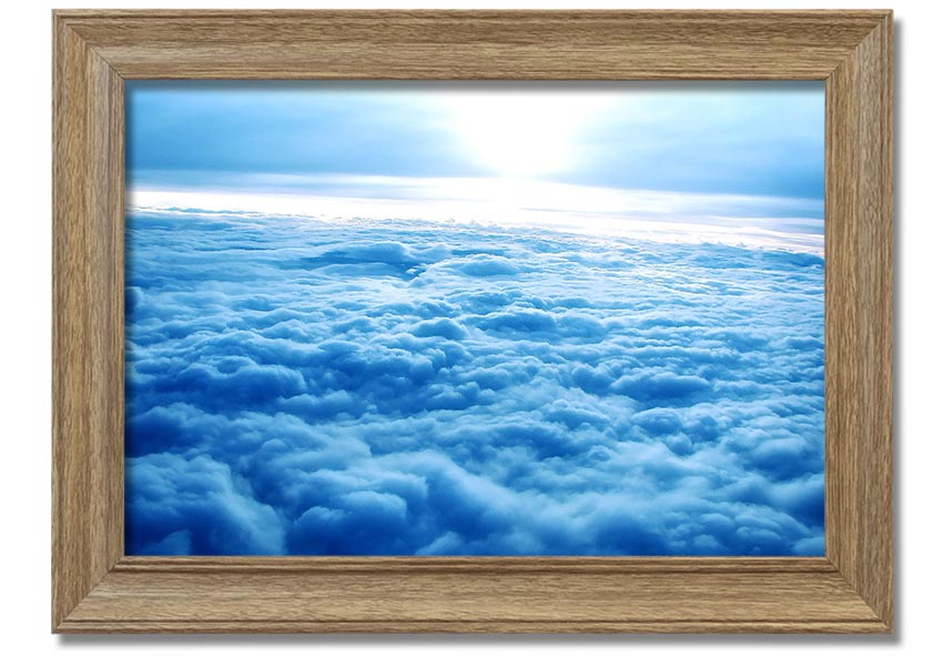 Above The Clouds framed print with multiple frame color options, showcasing serene cloud imagery.