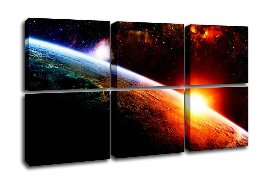 Above The Earth canvas art mounted on a 44mm box frame, showcasing vibrant colors and a stunning design, ready to hang.