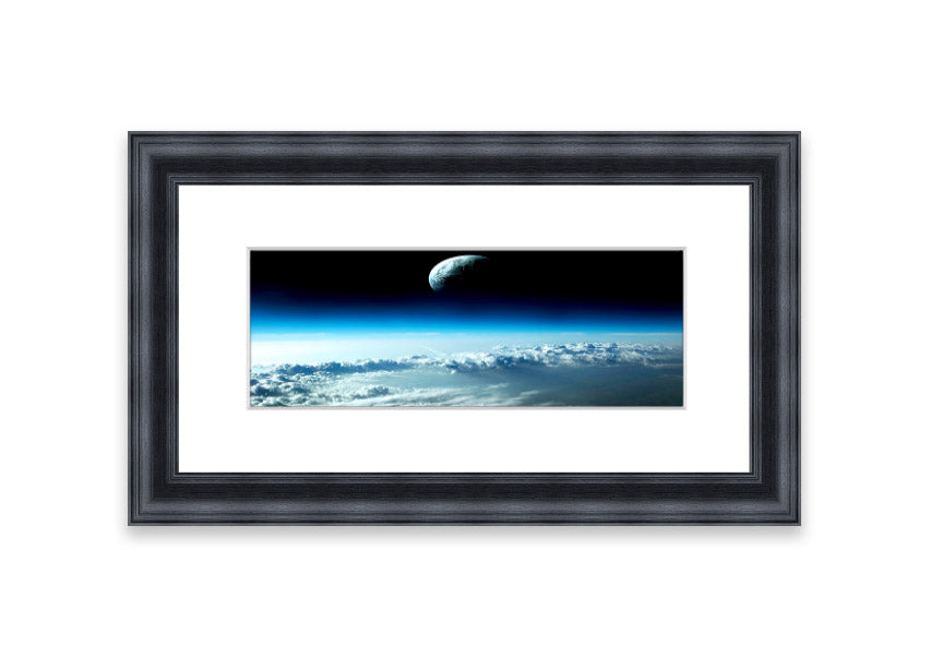 A beautifully framed print of Cornwall's landscape titled 'Above The Earth', showcasing vibrant colors and intricate details, ready to hang.