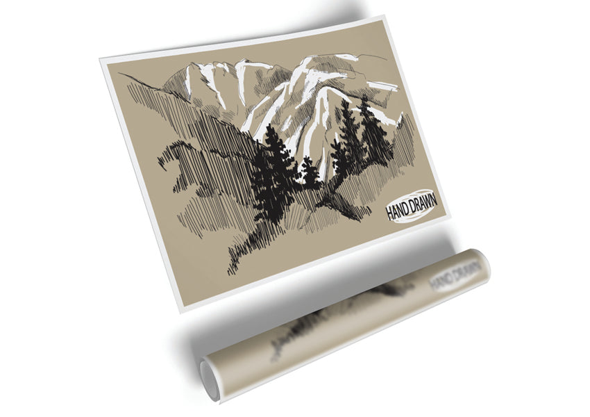 A beautiful canvas poster featuring snowy cliffs, showcasing nature's majestic beauty.