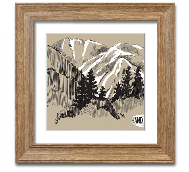 Above The Snowy Cliffs framed print showcasing a serene snowy landscape, elegantly framed in a square design.